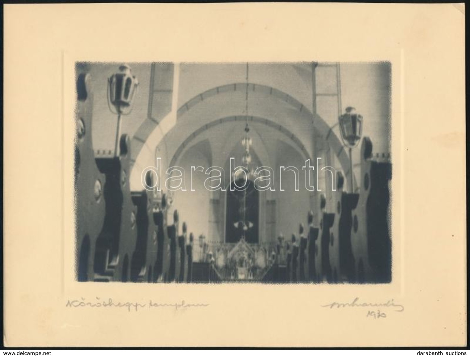 1930 Orphanidesz János (1876-1939): Kőröshegy, A Templom Kívül, Belül, 2 Db Fotóművészeti Alkotás Aláírva, Feliratozva,  - Sonstige & Ohne Zuordnung