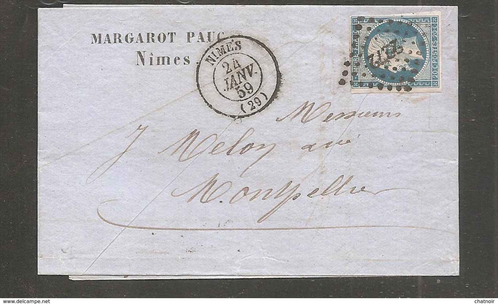 Lettre De NIMES   1859 / 20C  Empire - 1853-1860 Napoléon III