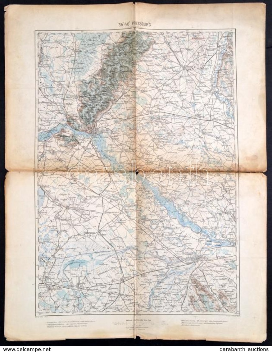 1907 Pozsony (Pressburg) és Környékének Katonai Térképe, Kiadja: K.u.k. Militärgeographisches Institut, Szakadással, 66× - Sonstige & Ohne Zuordnung