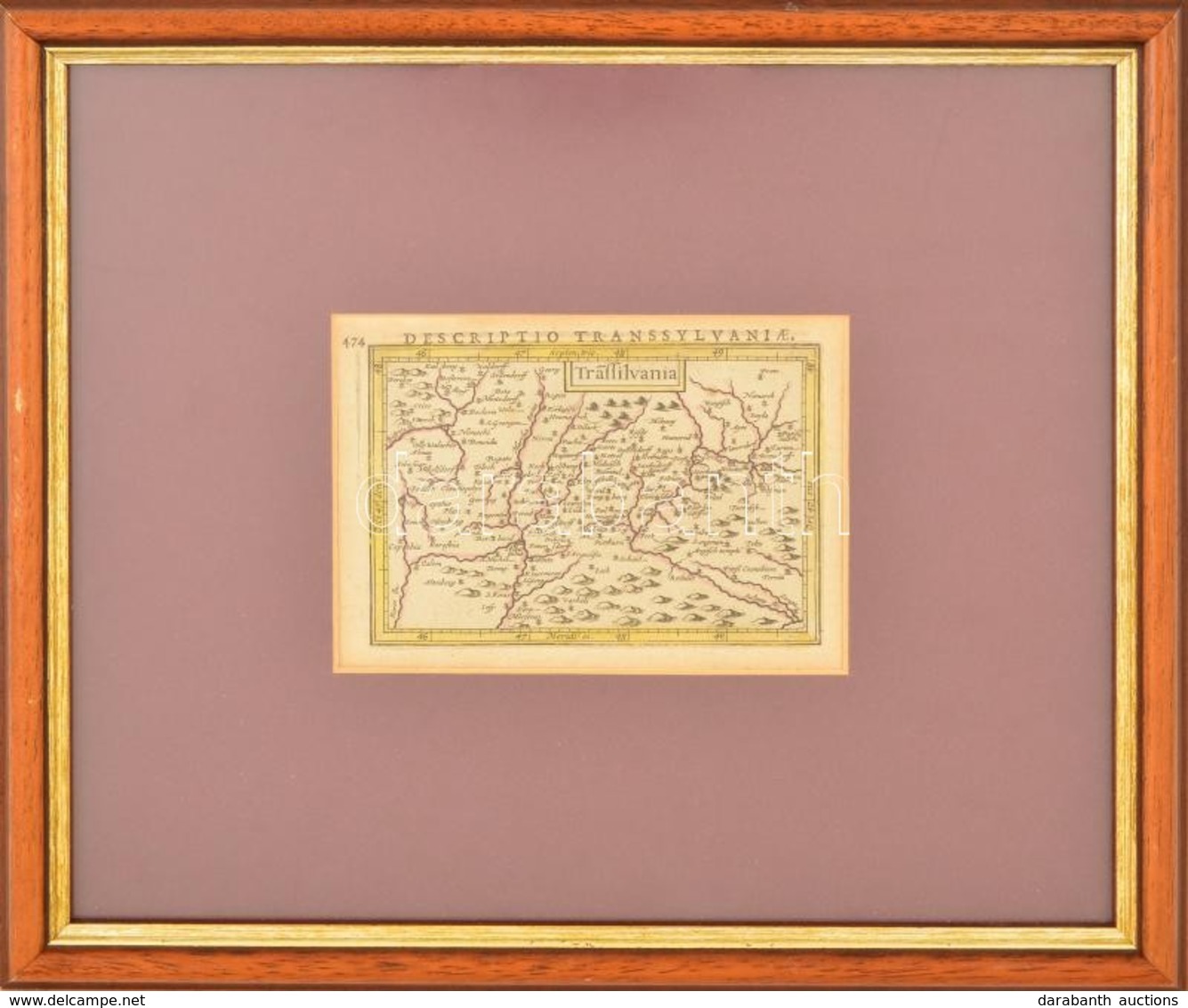 1595  Erdély Térképe /Gerardum Mercatorem Cum Privilegio, Színezett Rézmetszet, Papír, Paszpartuban, üvegezett Fa Keretb - Sonstige & Ohne Zuordnung