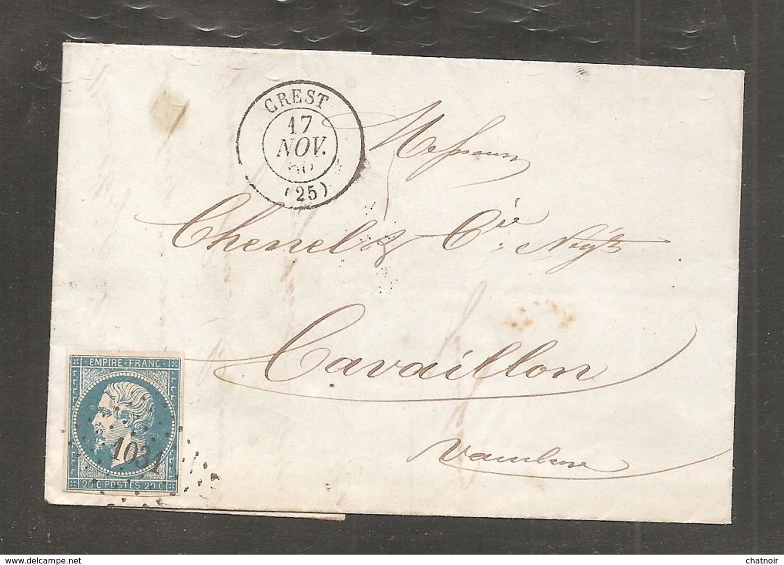 Lettre De  CREST   DROME 1860 / 20C  Empire - 1853-1860 Napoléon III