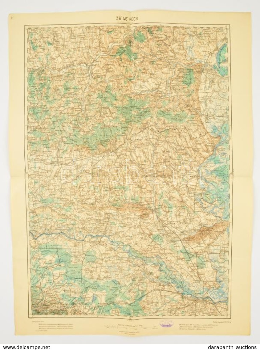 1927 Pécs és Környékének Katonai Térképe, Kiadja: M. Kir. Állami Térképészet, 62×47 Cm - Sonstige & Ohne Zuordnung