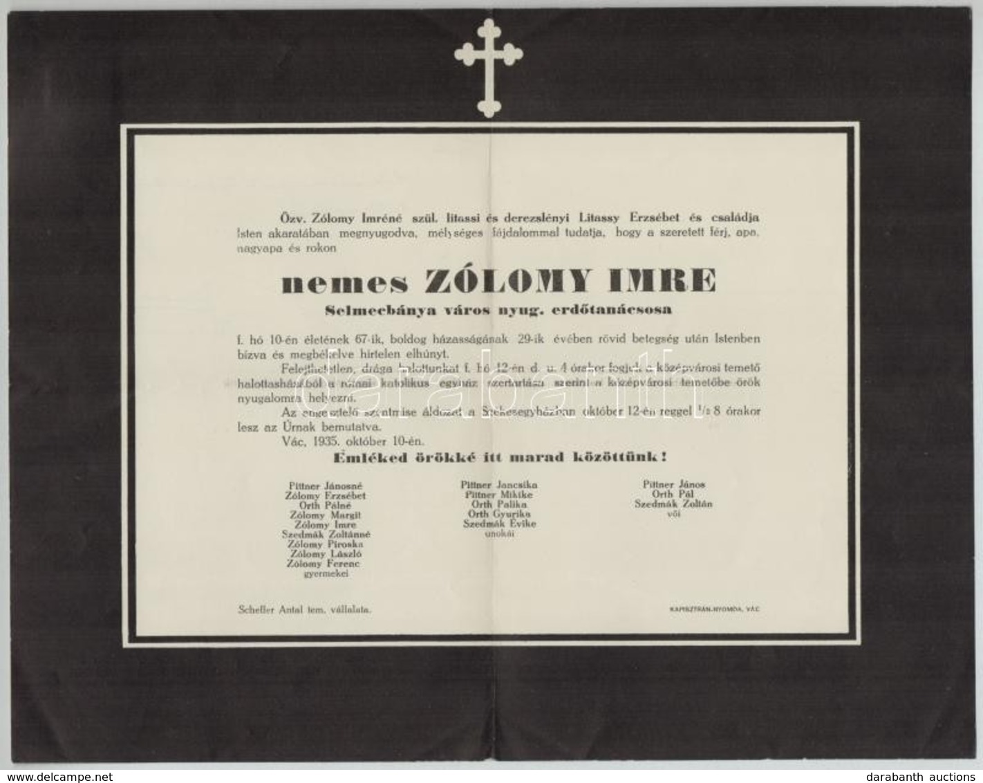 1876-1960 Halálpzási értesítők, Közötte Több Lévai Is, Selmecbánya Nyugalmazott Erdőtanácsosa,Mezőssy Béla Fölművelésügy - Ohne Zuordnung