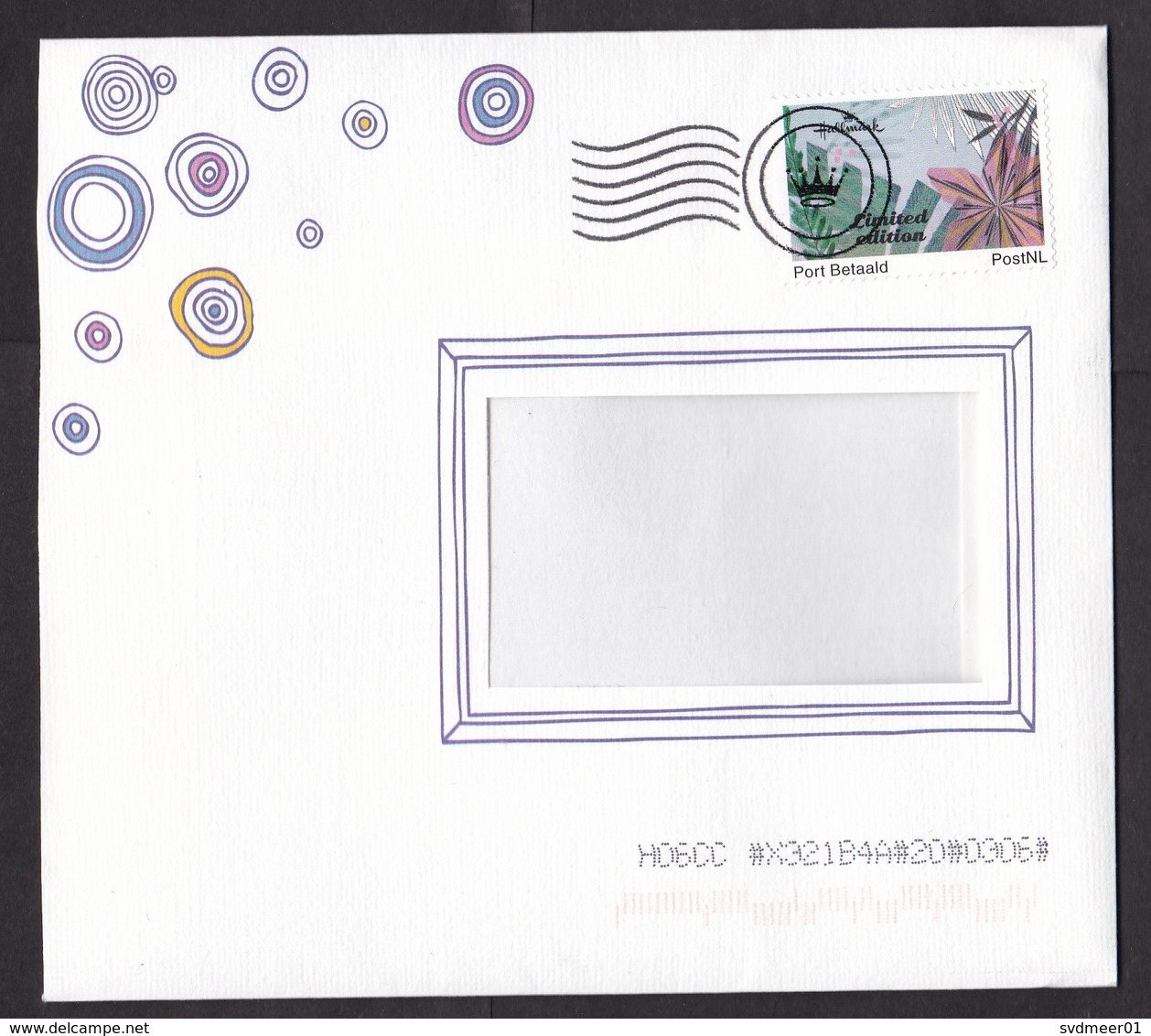 Netherlands: Cover, 2019, 1 Cinderella Stamp Postage Paid Issued By PostNL For Hallmark Company, Flower (traces Of Use) - Brieven En Documenten