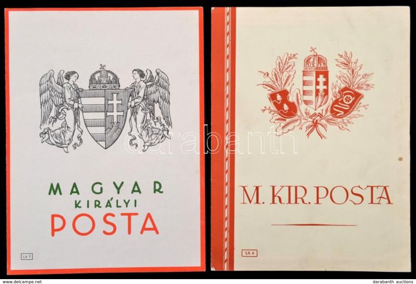Cca 1930 Magyar Királyi Posta Díszes Távirat, 2 Db, 25x18,5 Cm - Ohne Zuordnung