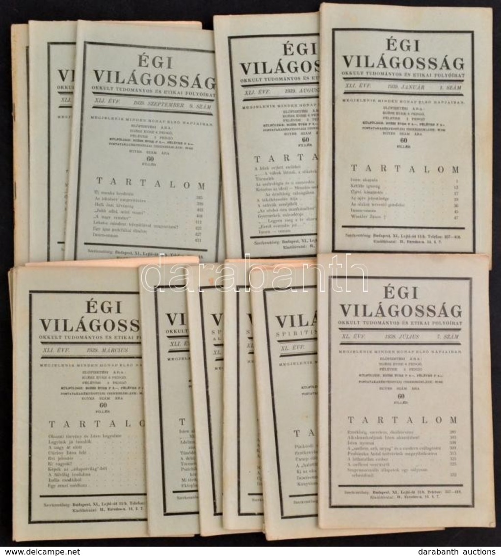 1938 Égi Világosság. Okkult, Tudományos és Etikai Folyóirat 14 Száma. - Ohne Zuordnung