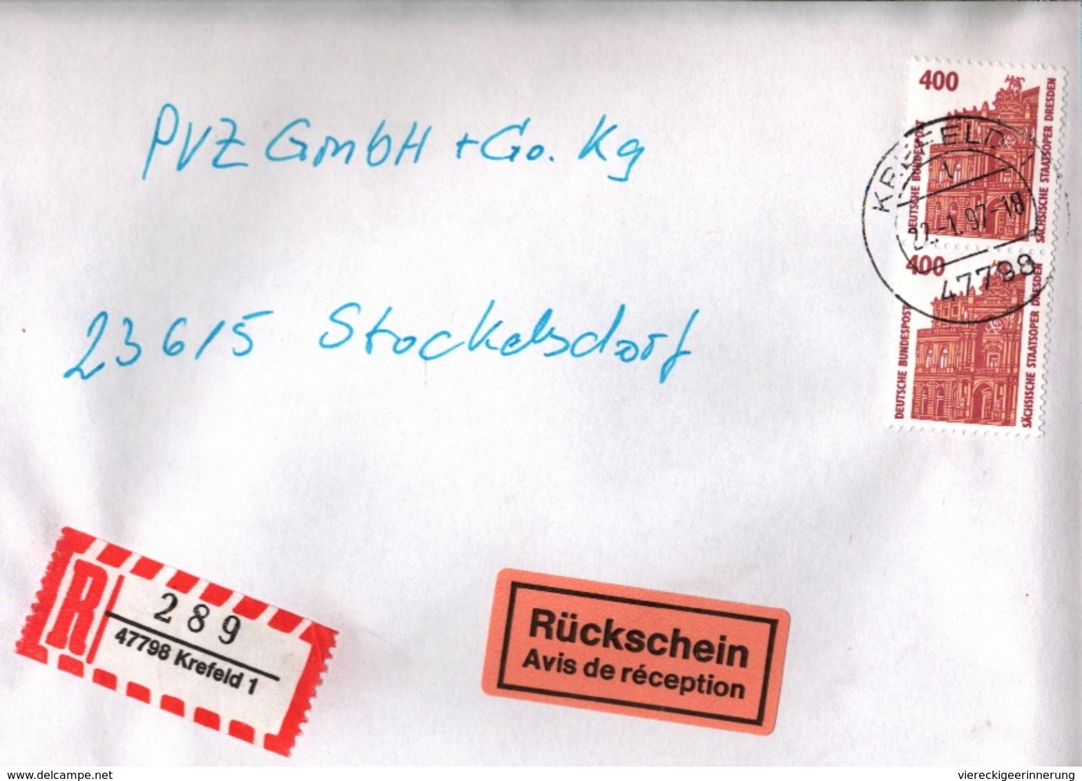 ! 6 Einschreiben Dabei 5x Mit Rückschein, R-Zettel, 1993-97, Aus Krefeld, 47798, 47809 - R- Und V-Zettel