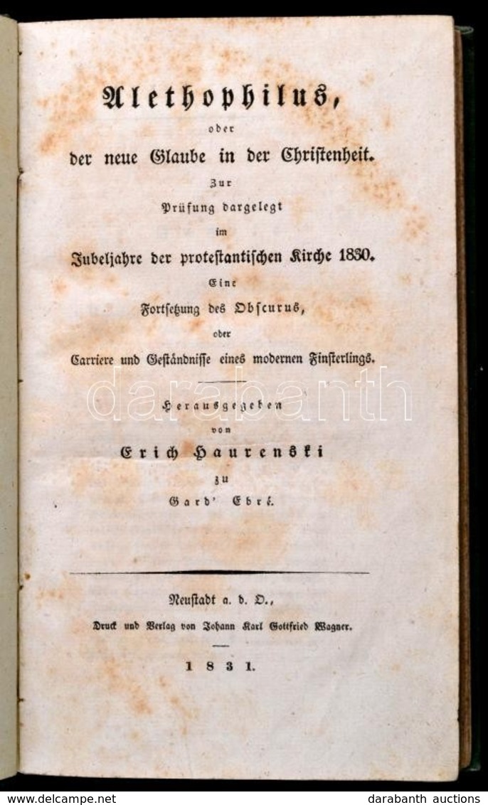 Erich Haurenski (hrsg.): Obscurus, Oder Carriere Und Geständnisse Eines Modernen Finsterlings, In Vertrauten Briefe,...+ - Ohne Zuordnung