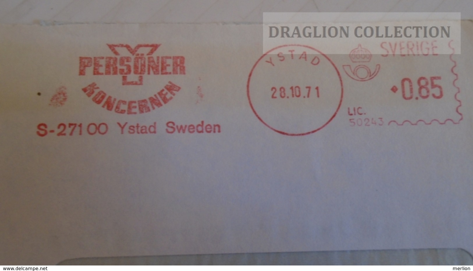 D165979 Sweden Sverige  -EMA- Freistempel -METER STAMP- Persöner Koncernen - YSTAD  1971 - Timbres De Distributeurs [ATM]