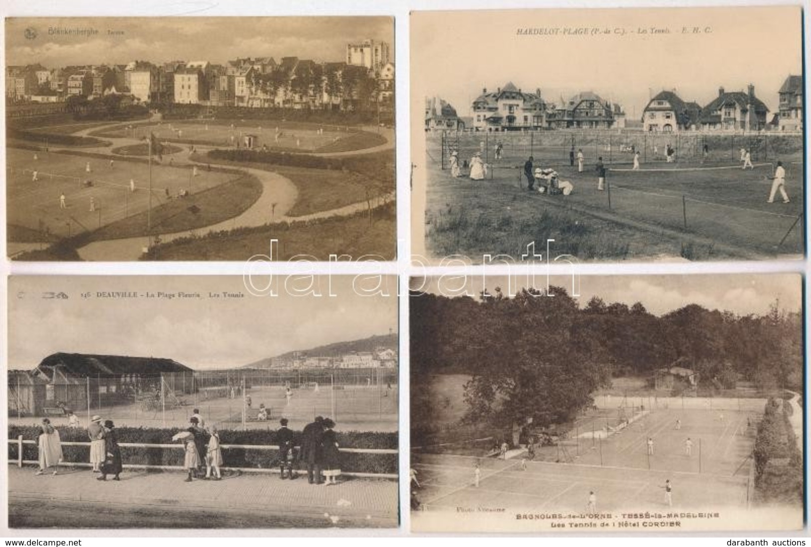 ** * 10 Db RÉGI Sport Motívumlap: Teniszpályák / 10 Pre-1945 Sport Motive Postcards: Tennis Courts - Unclassified