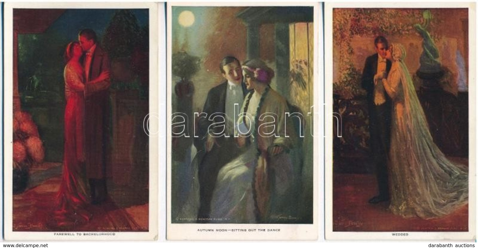 ** 6 Db RÉGI Használatlan Romantikus Művész Motívumlap: Szerelmes Pár / 6 Unused Pre-1945 Romantic Art Motive Postcards: - Ohne Zuordnung