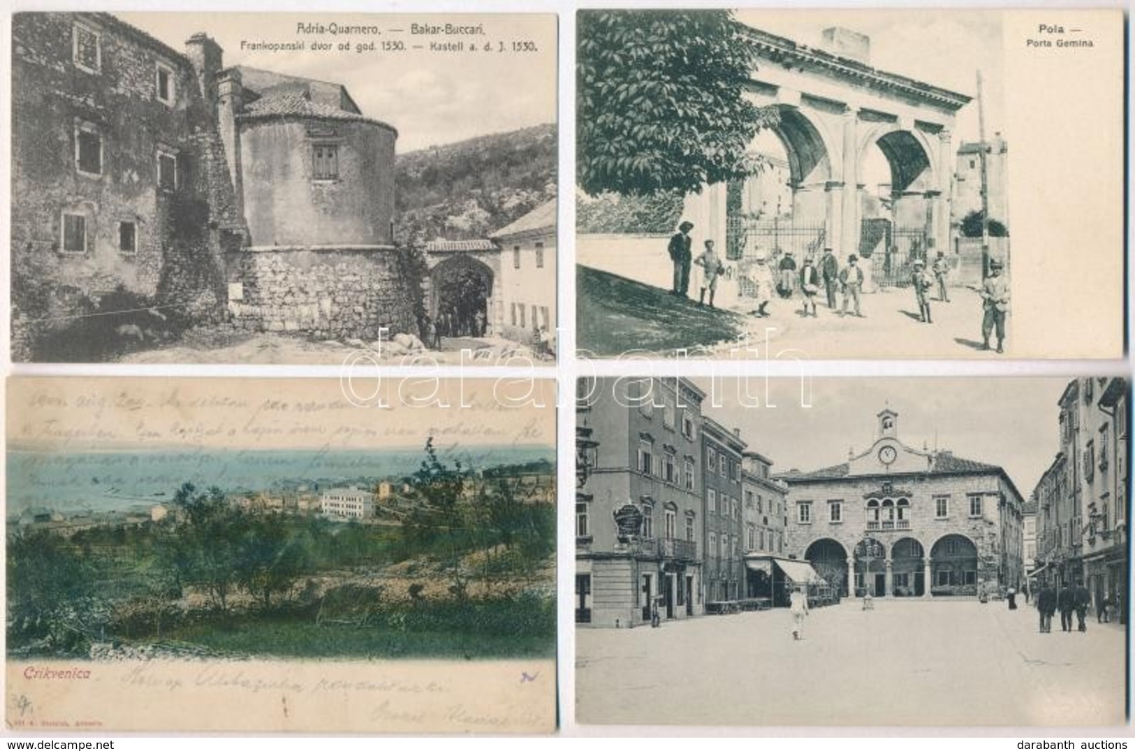 ** 6 Db RÉGI Horvát Képeslap: Pola, Buccari, Crikvenica  /  6 Pre-1945 Croatian Postcards: Pola, Bakar, Cirkvenica - Ohne Zuordnung