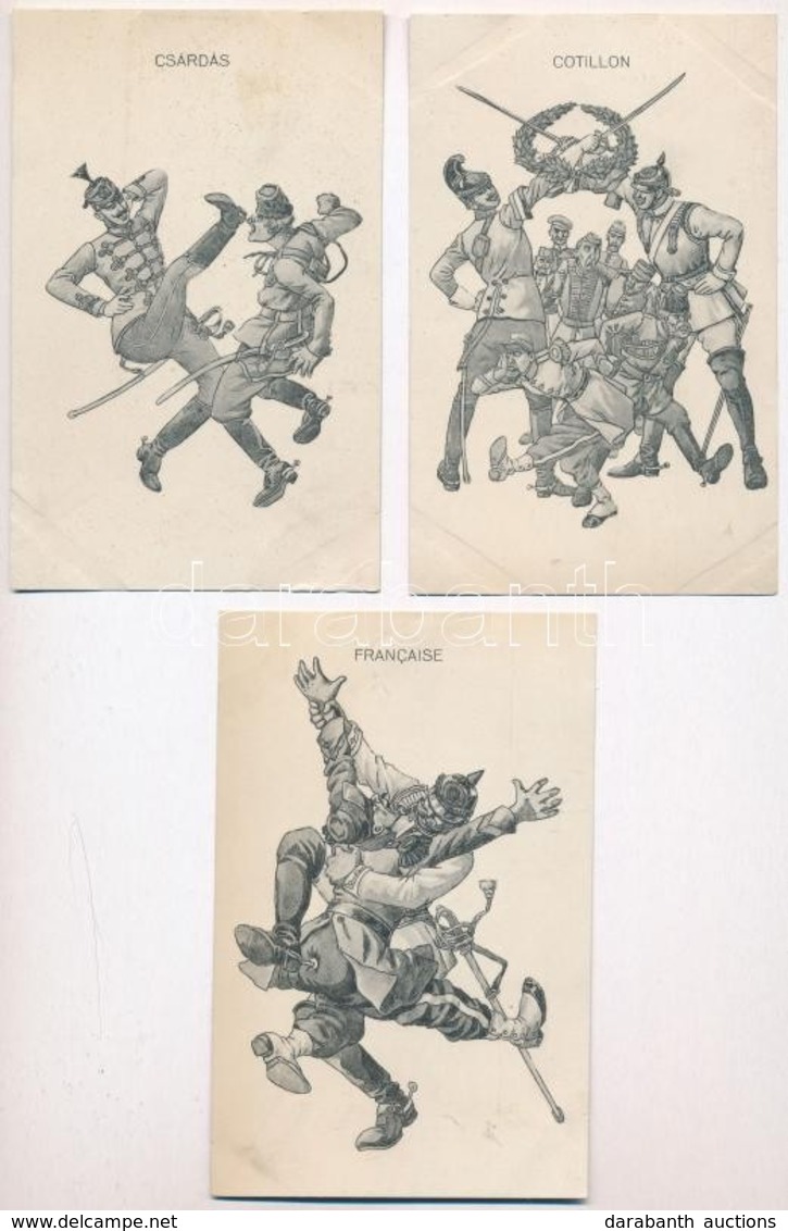 ** 5 Db RÉGI Használatlan Első Világháborús Katonai Művészlap: Táncok / 5 WWI Unused K.u.K. Military Art Postcards: Danc - Ohne Zuordnung