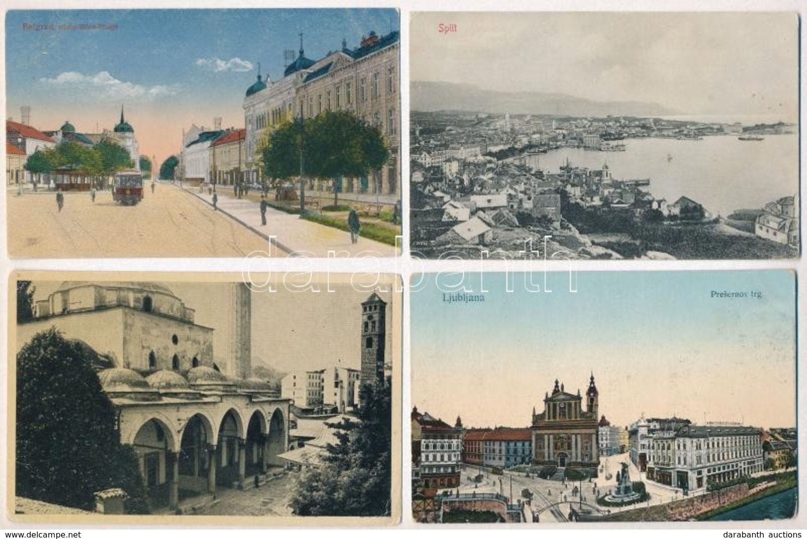 ** 4 Db RÉGI Képeslap / 4 Pre-1920 Postcards: Split, Ljubljana, Belgrade, Sarajevo - Ohne Zuordnung