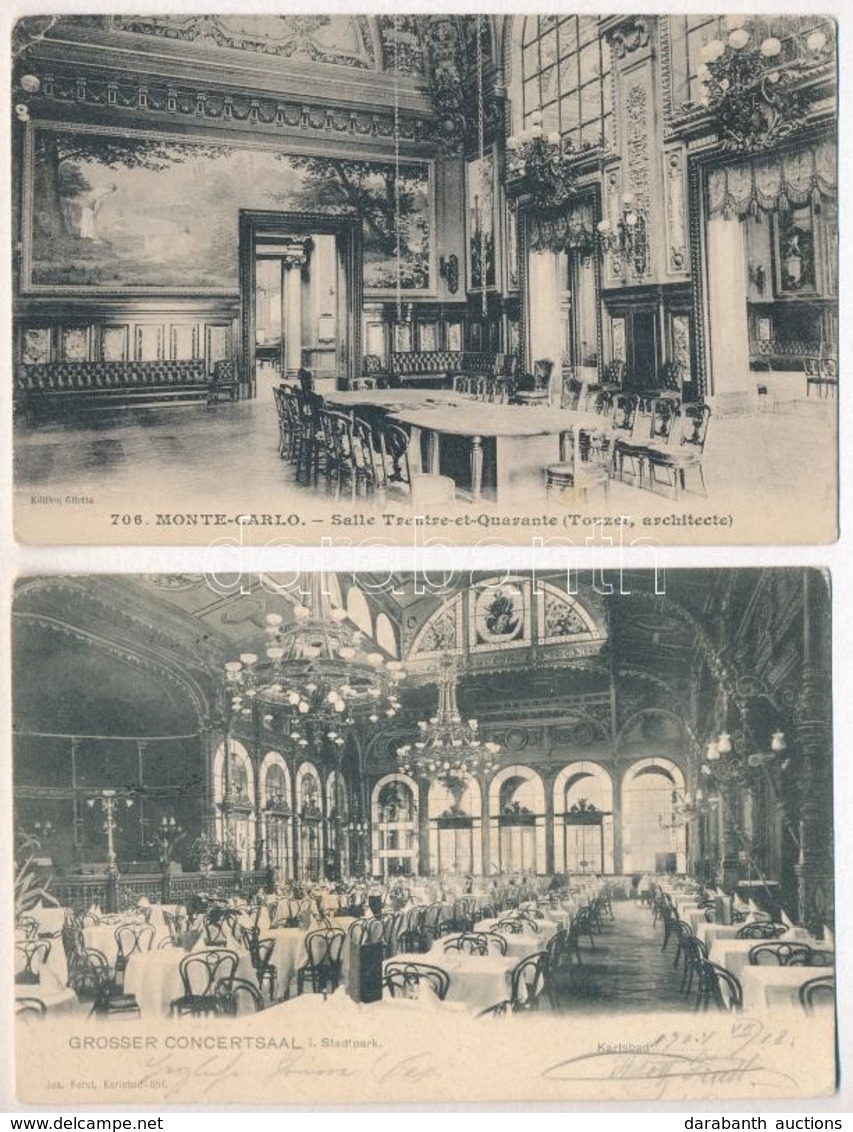 2 Db RÉGI Képeslap: Monte Carlo, Karlsbad / 2 Pre-1913 Postcards: Monte Carlo, Karlovy Vary - Ohne Zuordnung