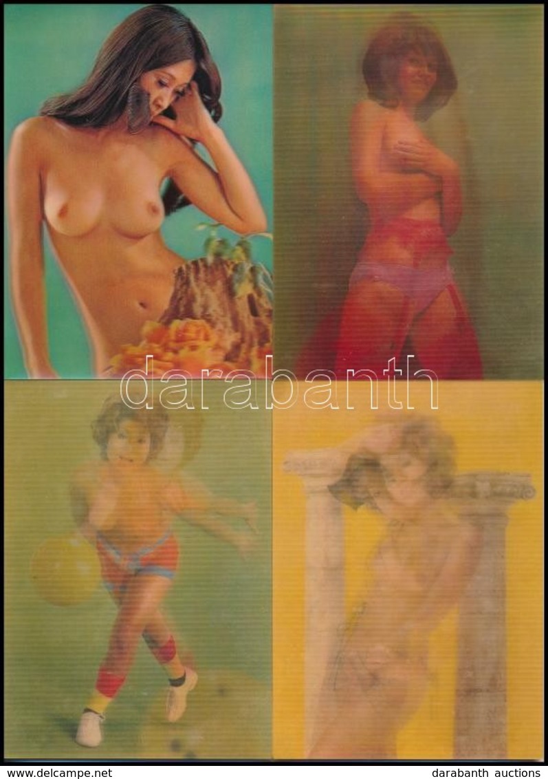 ** 4 Db MODERN Erotikus Dimenziós Motívumlap, Meztelen Hölgyek / 4 MODERN Erotic Dimensional (3D) Motive Cards, Nude Lad - Ohne Zuordnung