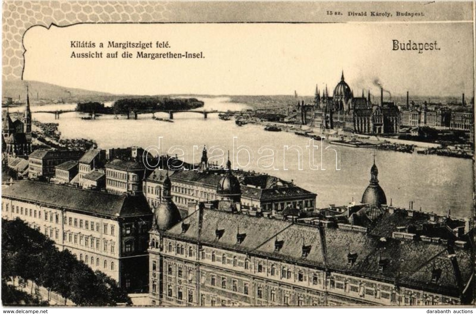 ** T1/T2 Budapest I. Kilátás A Margitsziget Felé, Margit Híd, Országház, Parlament. Divald Károly 15. Sz. - Non Classificati