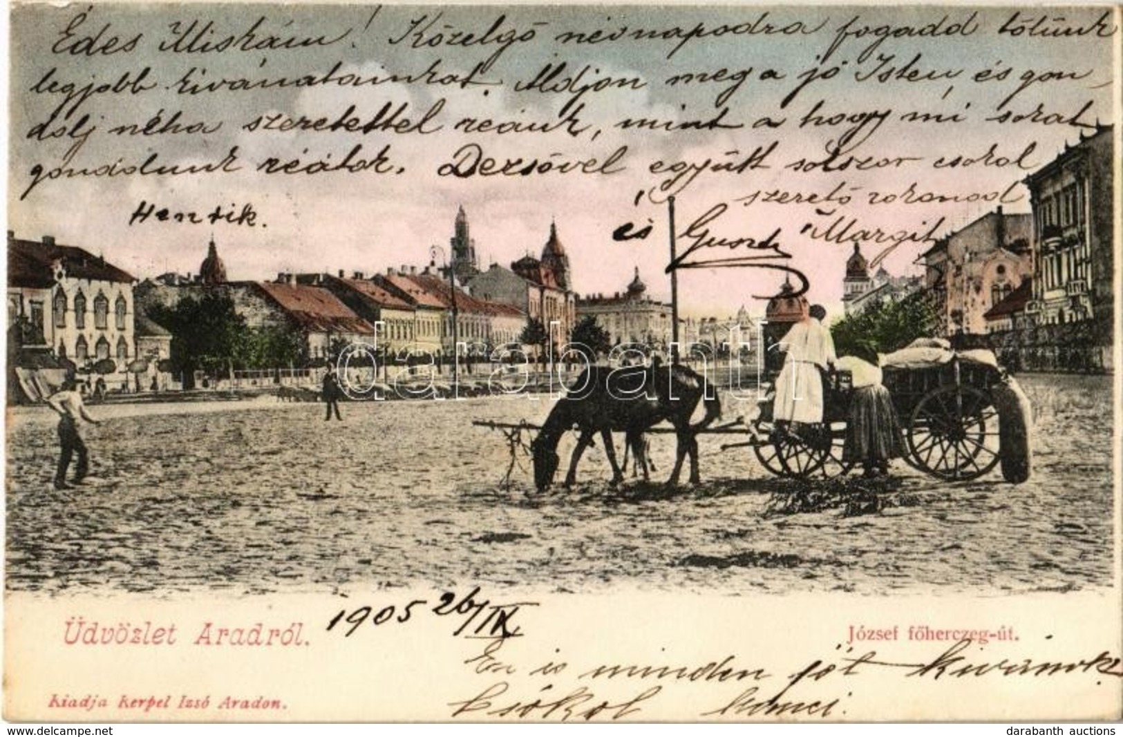 T2 1905 Arad, József Főherceg út, Lovasszekér / Street With Horse Cart - Ohne Zuordnung