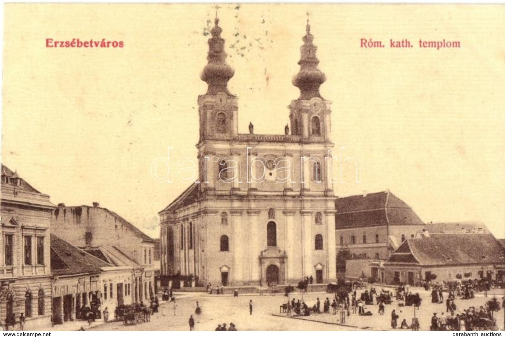 T2/T3 Erzsébetváros, Dumbraveni; Római Katolikus Templom, Piac, üzletek. 766. Seraphin Gusztáv Kiadása / Church, Market, - Ohne Zuordnung