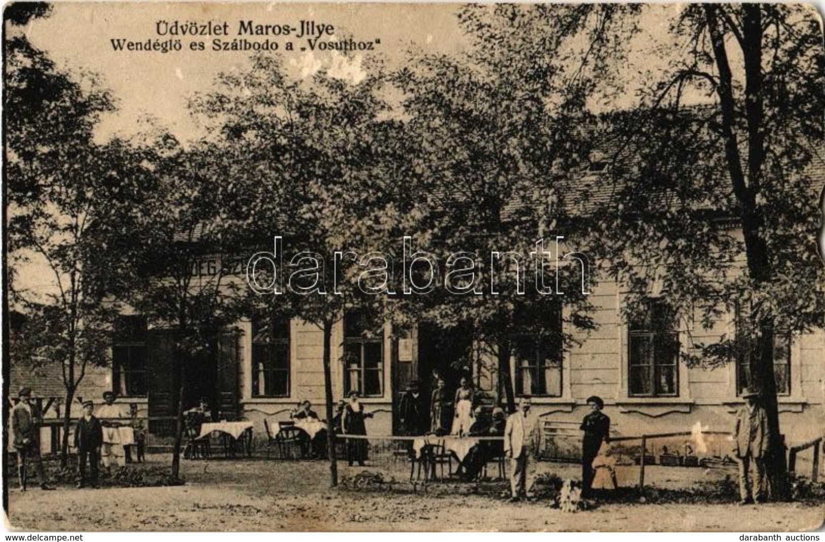 T3/T4 Marosillye, Ilia; Vendéglő és Szálloda A Vasúthoz, Kert A Személyzettel / Restaurant And Hotel, Garden With Staff  - Ohne Zuordnung