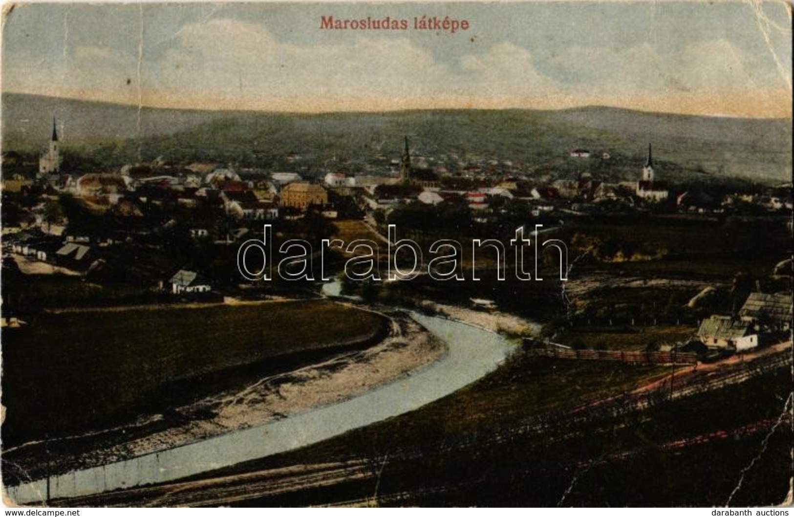 T3 1924 Marosludas, Ludus; Látkép A Zsinagógával és Templomokkal. Kiadja Glück József / General View With Synagogue And  - Ohne Zuordnung