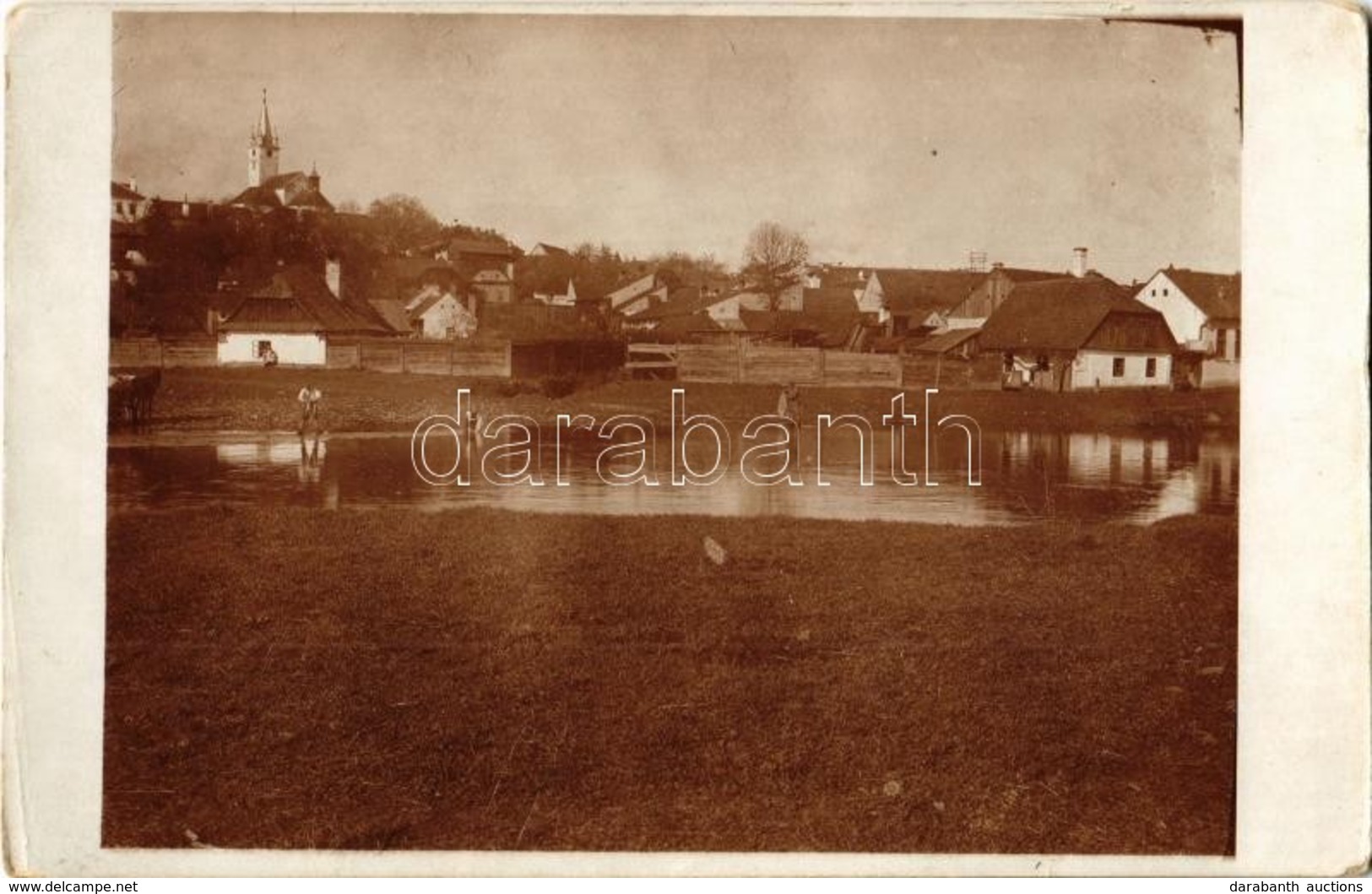 * T2/T3 1916 Szászrégen, Reghin; Mosás A Maros Folyóban, Fotó Az Első Világháború Idejéből / Washing In The Mures River, - Ohne Zuordnung