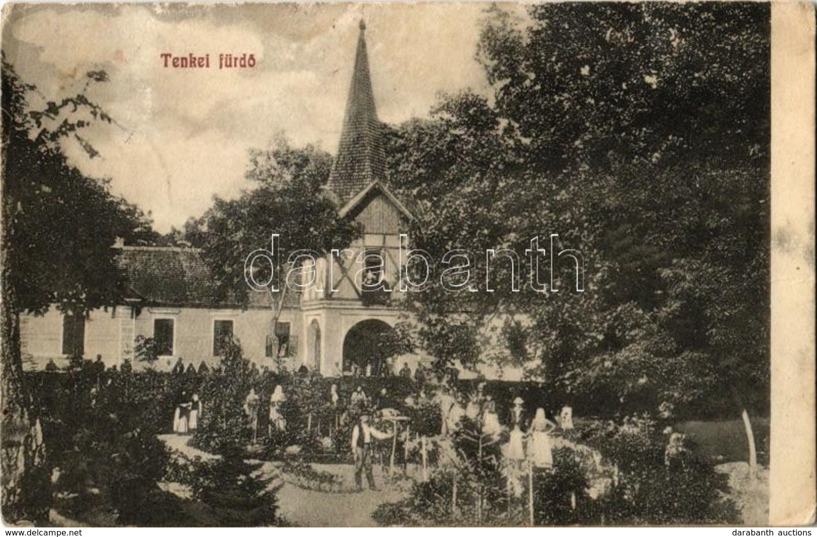 T3 1924 Tenke, Tinca; Fürdő, Kert, Fürdőház / Spa, Bathing House, Garden (ázott Sarok / Wet Corner) - Ohne Zuordnung