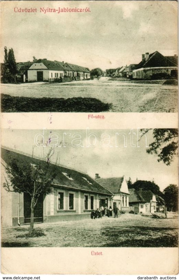 T2/T3 Jablánc, Nyitra-Jablonic, Jablonica; Fő Utca, üzlet. Kiadja Kaufmann Jakab / Main Street, Shop (EK) - Ohne Zuordnung