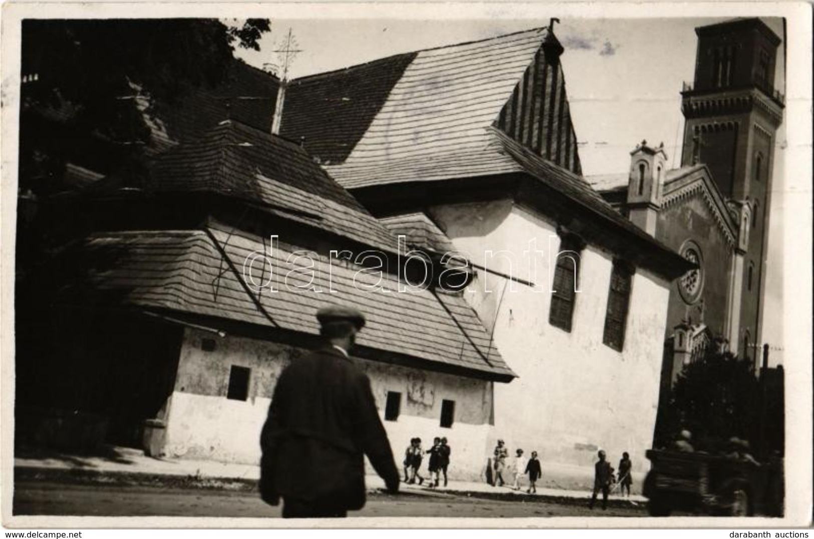 T2 1933 Késmárk, Kezmarok; Utca, Evangélikus új Templom / Street, Church. Photo - Ohne Zuordnung