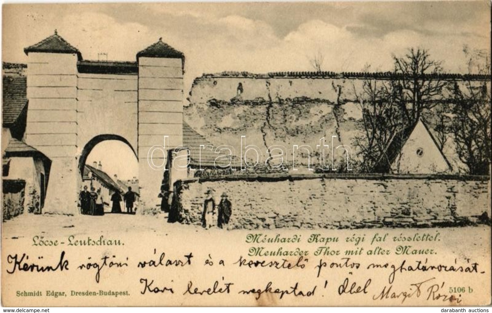 T2 1901 Lőcse, Levoca; Méuhardi (Közép) Kapu Régi Fal Részlettel / Meuharder Thor Mit Alter Mauer / Castle Gate - Ohne Zuordnung