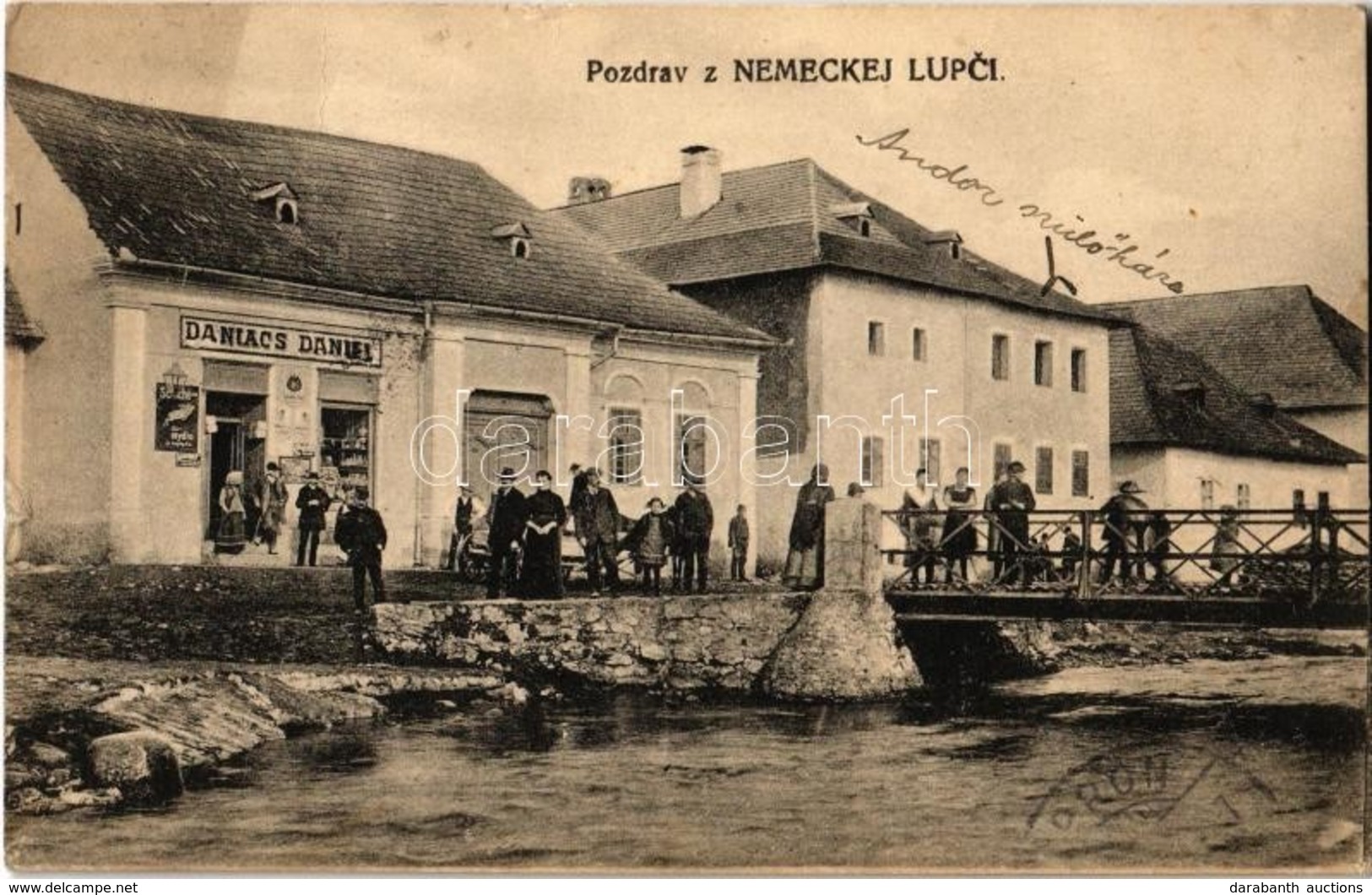 T2/T3 1922 Németlipcse, Deutschliptsch, Nemecká Lupca, Partizánska Lupca; Daniacs Daniel üzlete, Híd, Falubeliek, Schich - Ohne Zuordnung