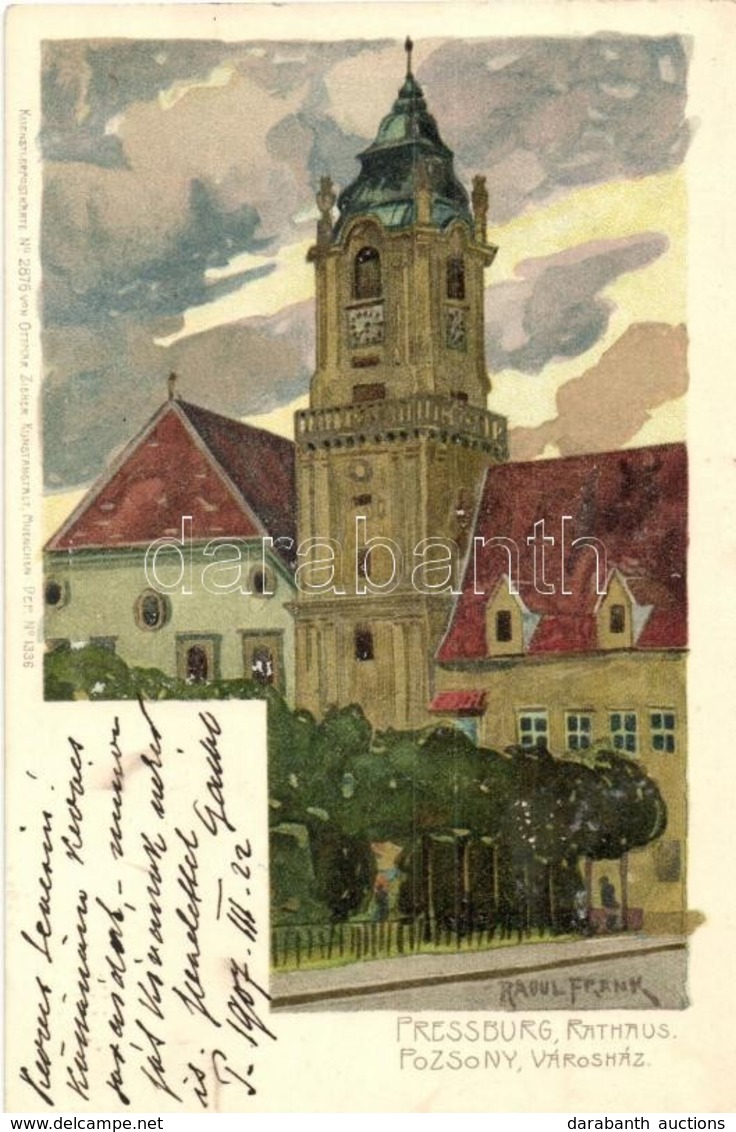 T2 Pozsony, Pressburg, Bratislava; Városház / Town Hall / Rathaus. Künstlerpostkarte No. 2876. Von Ottmar Zieher, Litho  - Ohne Zuordnung