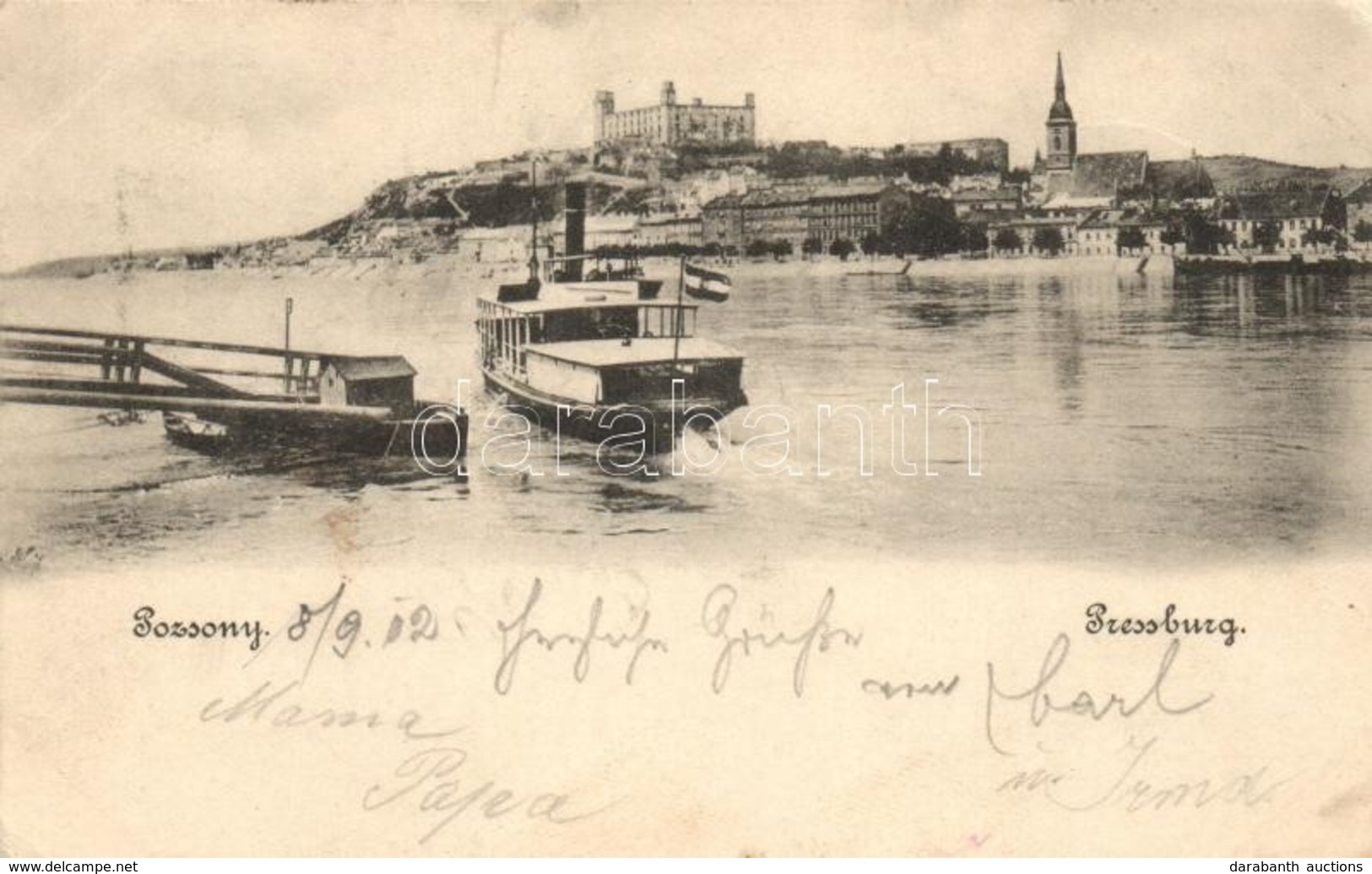 T2/T3 Pozsony, Pressburg, Bratislava;  Vár, Gőzhajó; / Castle, Steamship (EK) - Ohne Zuordnung