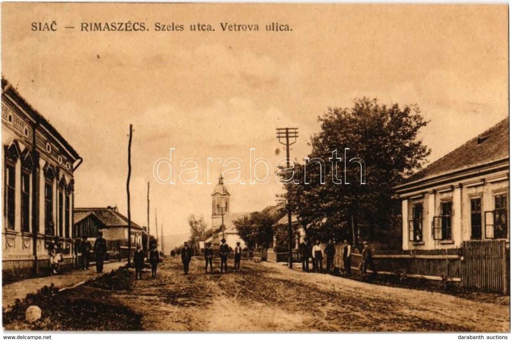 * T2 1925 Rimaszécs, Rimavska Sec; Szeles Utca, Római Katolikus Templom / Vetrova Ulica / Street View, Catholic Church - Ohne Zuordnung