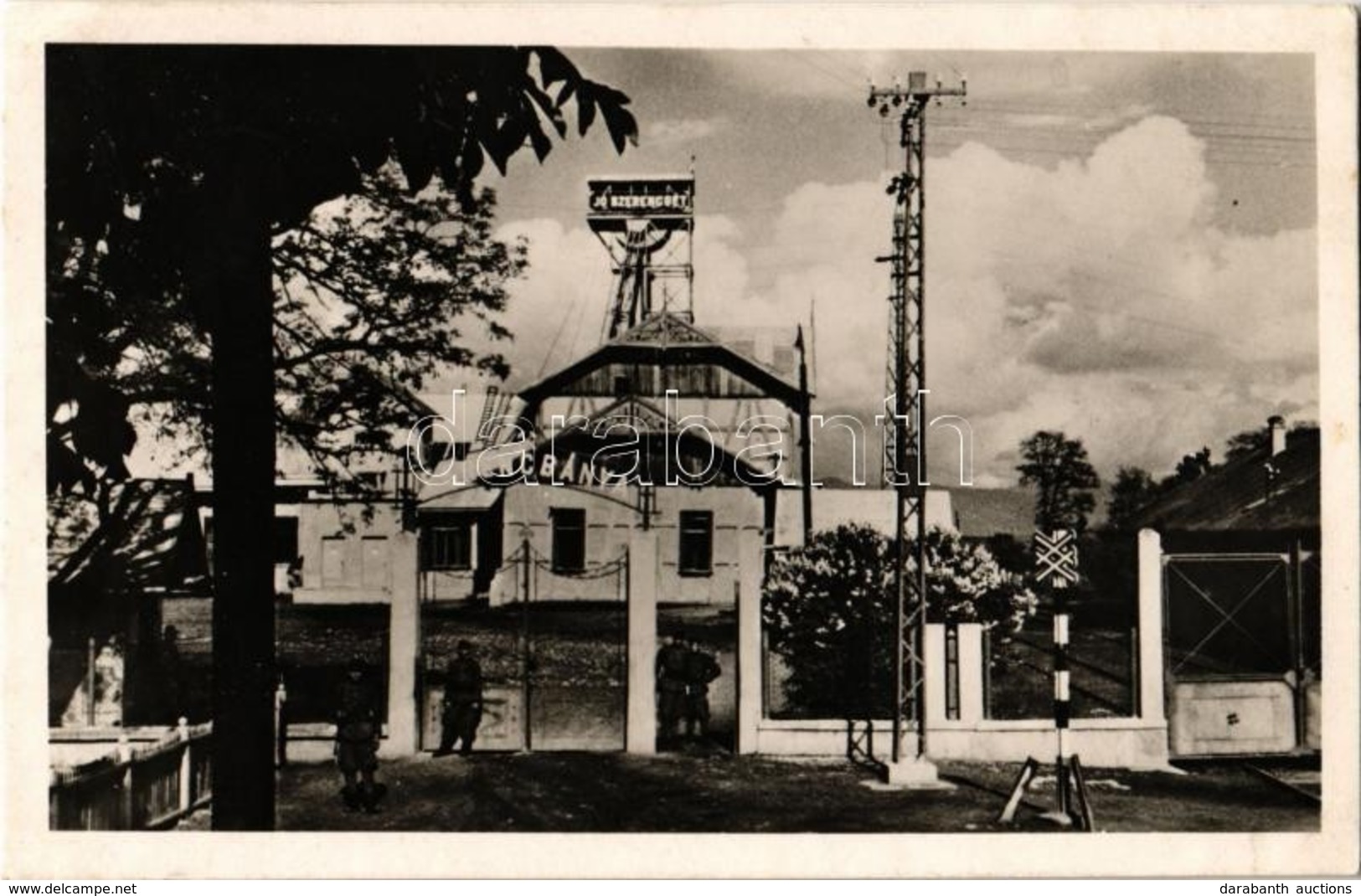 T2 1939 Aknaszlatina, Slatinské Doly, Solotvyno; Ferenc Bánya, Bejárat Katonákkal, őrökkel, 'Jó Szerencsét!' Felirat. Kn - Ohne Zuordnung