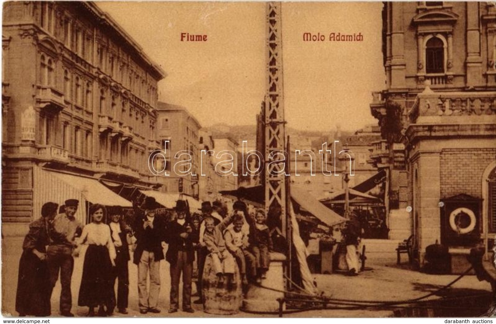 * T2/T3 Fiume, Rijeka; Molo Adamich, Hotel Europa Cafe. W.L. (?) 908. - Ohne Zuordnung