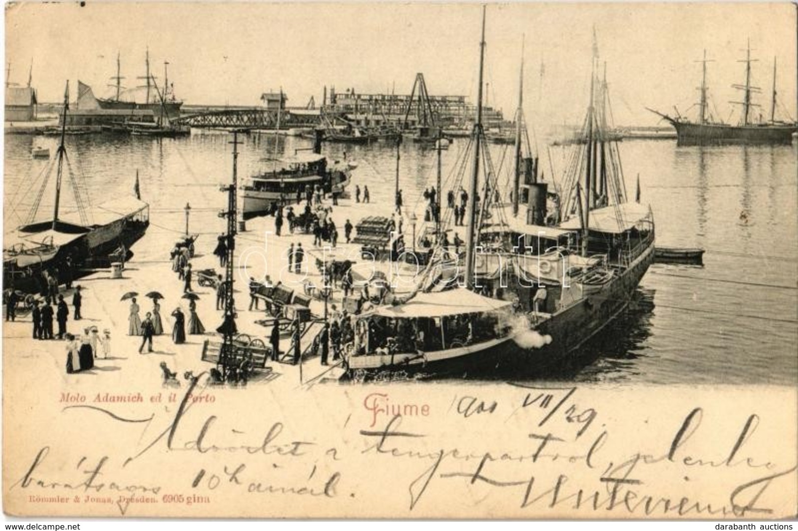 T2 1901 Fiume, Rijeka;  Molo Adamich Ed Il Porto / Molo, Wharf, 'Velebit' Single Screw Sea-going Passenger Steamer - Ohne Zuordnung