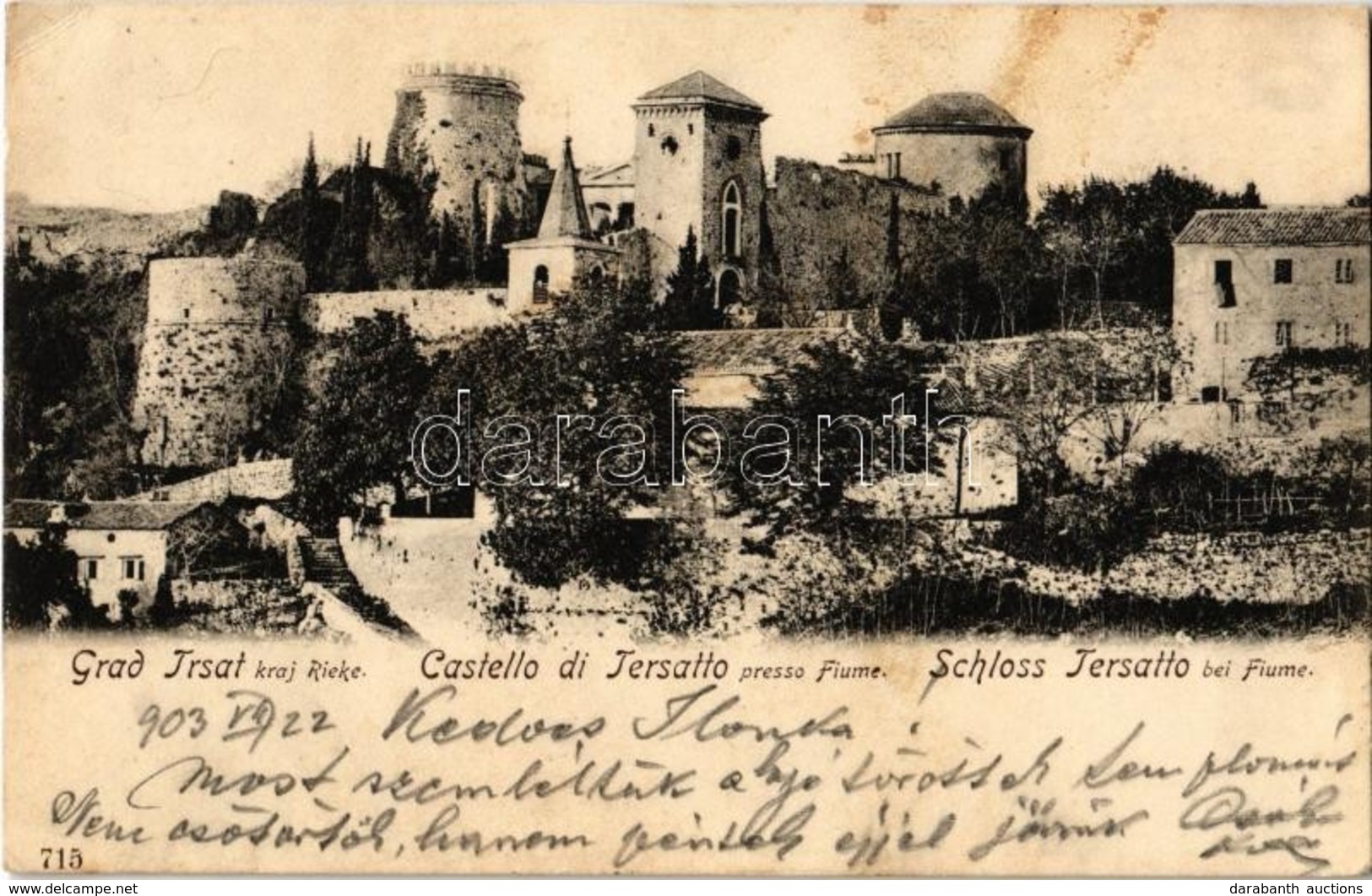 T2/T3 1903 Fiume, Rijeka; Castello Di Tersatto / Schloss Tersatto Mit Kirche / Trsat Castle With Church (EK) - Ohne Zuordnung