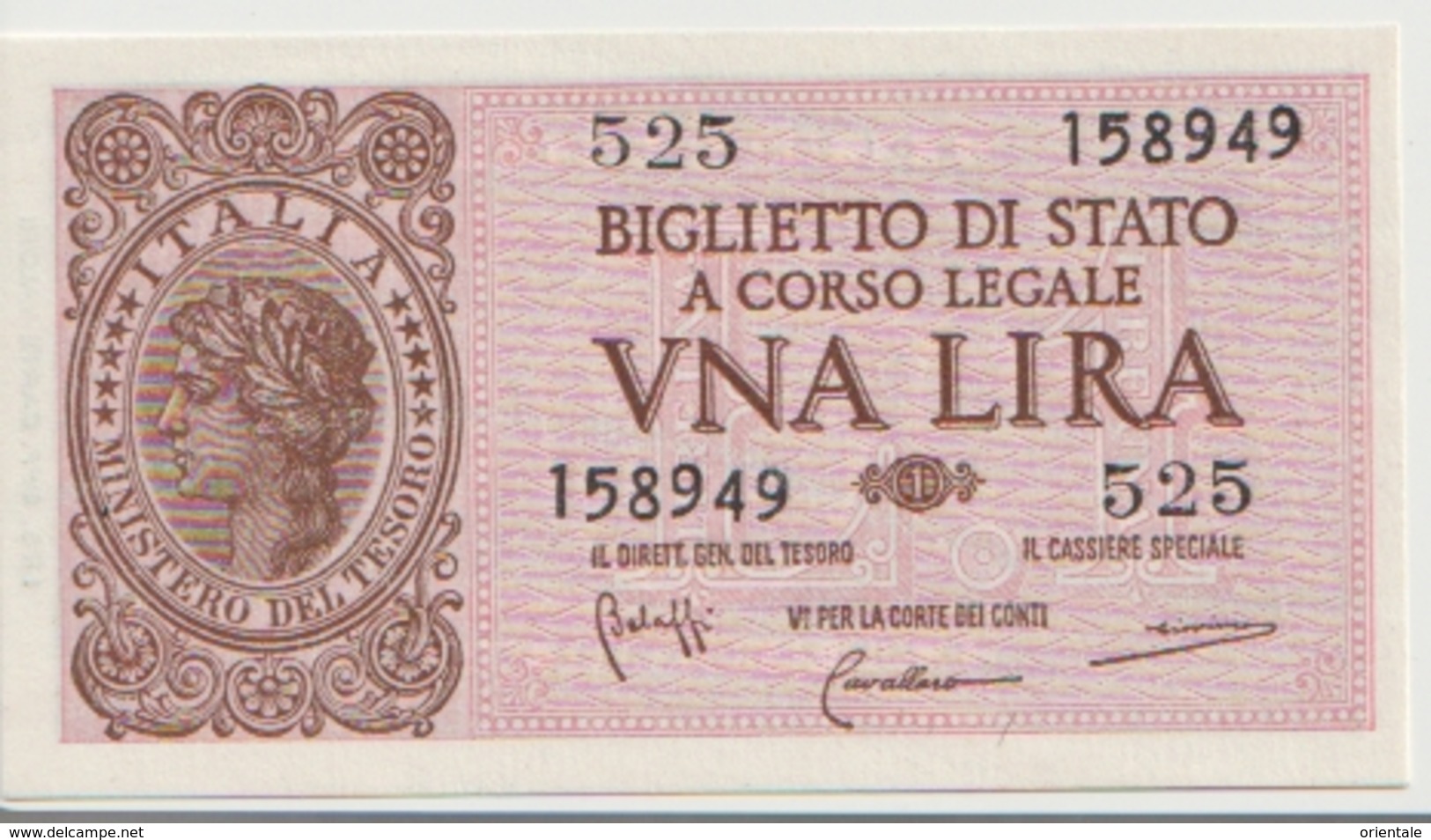 ITALY  P. 29b 1 L 1944 UNC - Regno D'Italia – 1 Lire