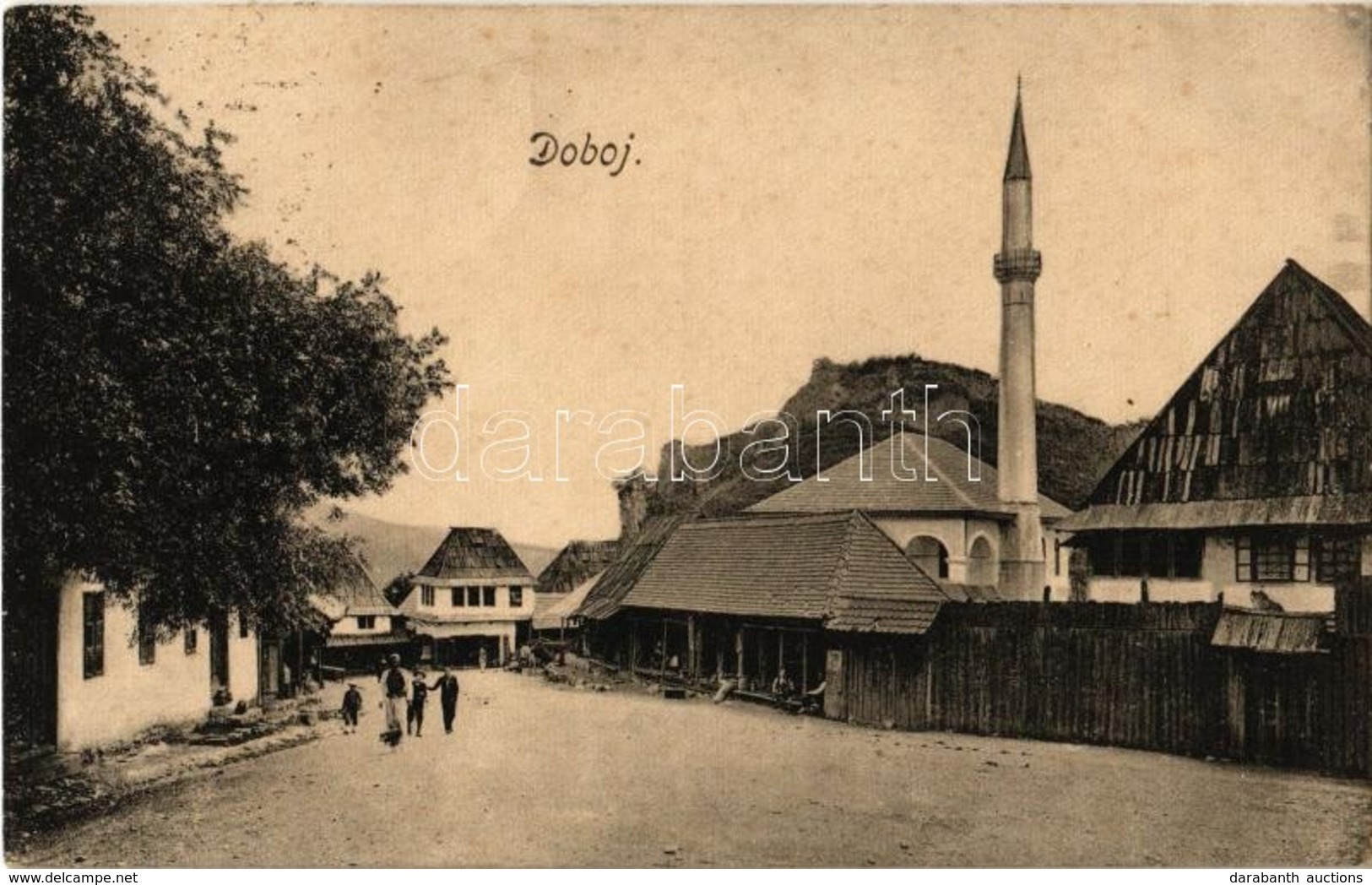 T2/T3 1915 Doboj, Street View With Mosque (fl) - Ohne Zuordnung