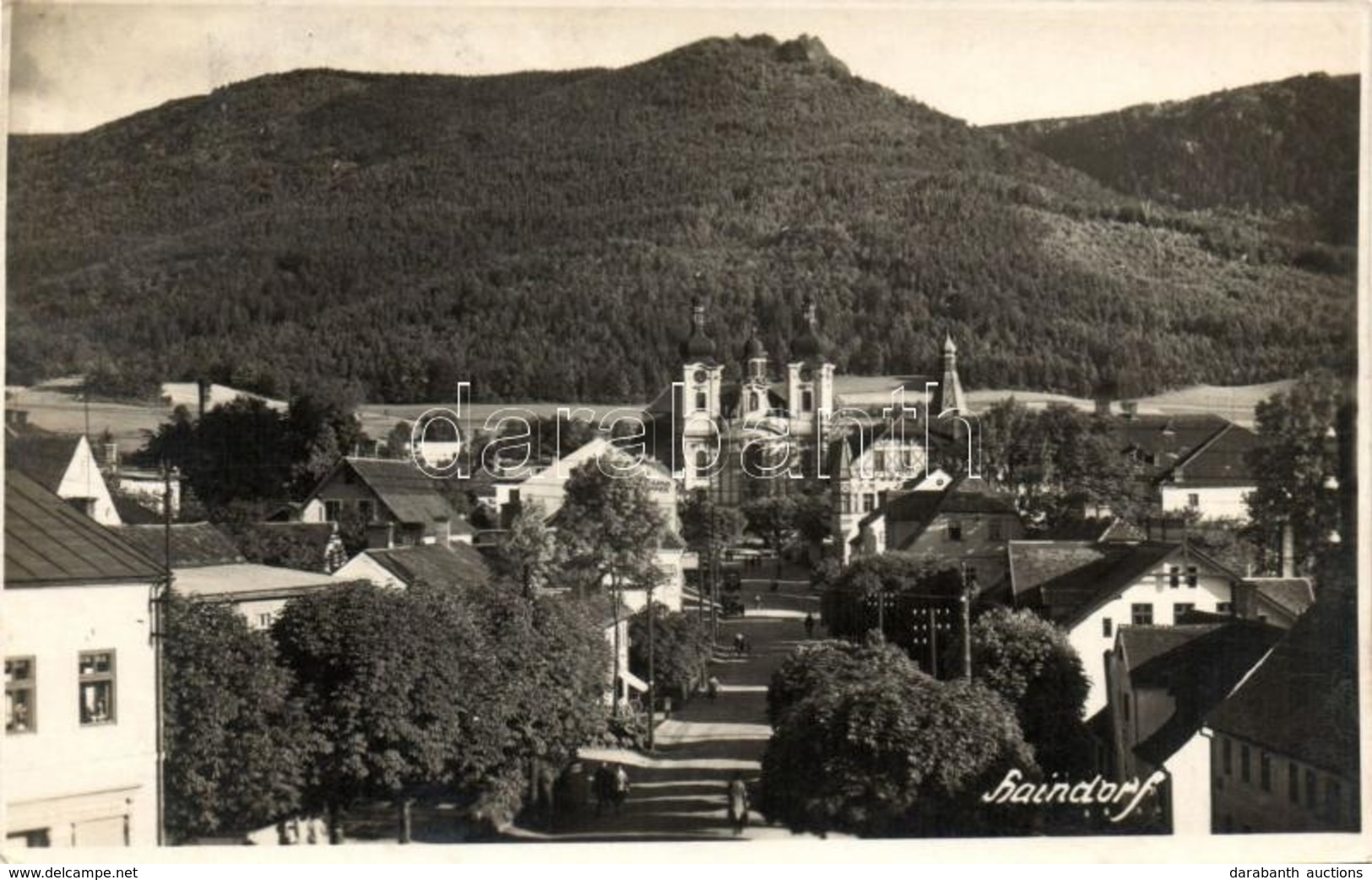 T2/T3 Hajnice, Haindorf; Street, Church, Automobile (EK) - Ohne Zuordnung