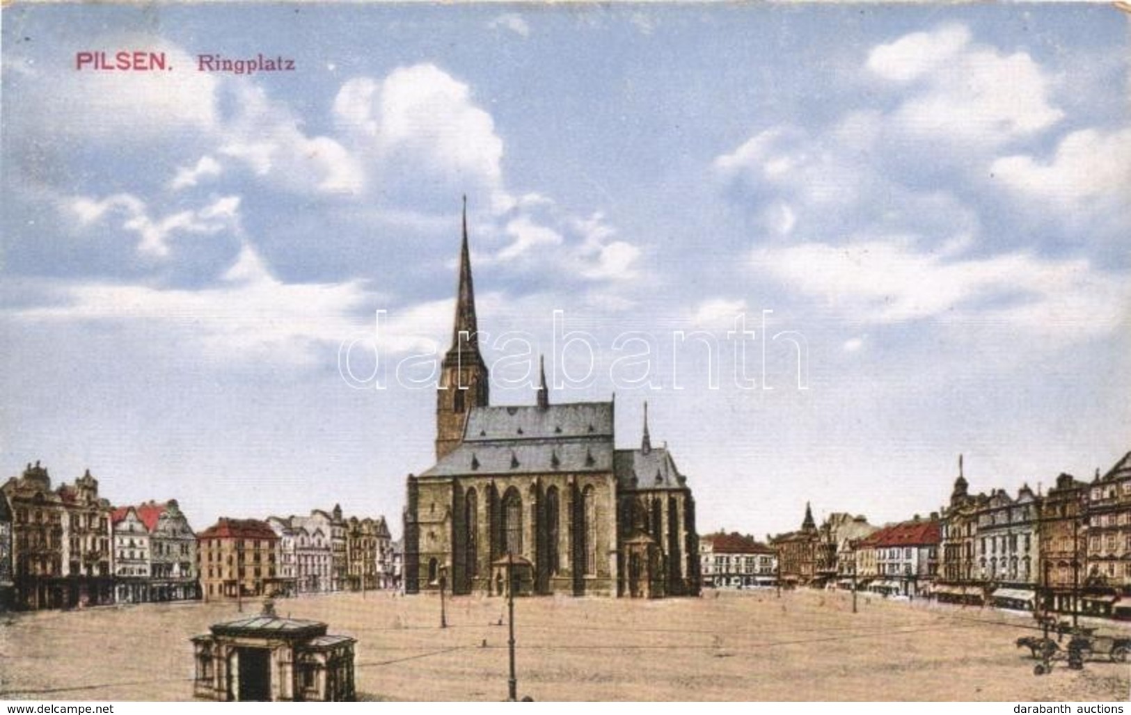 T2 Pilsen, Plzen; Ringplatz / Square With Church - Ohne Zuordnung