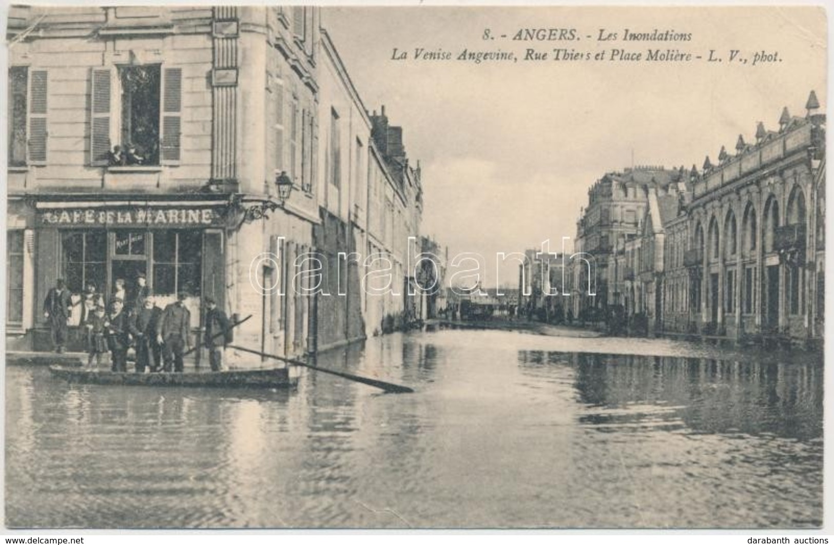 T4 Angers, Les Inondations, La Venise Angevine, Rue Thiers, Place Moliere, Cafe De La Marine / Flood, Streets, Cafe Shop - Non Classificati
