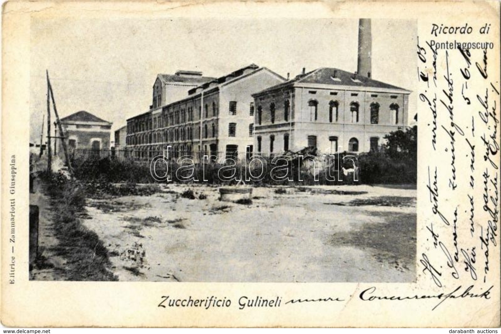 T2/T3 1905 Pontelagoscuro (Ferrara), Zuccherificio Gulinelli. Editrice Zammariotti Giuseppina /  Sugar Factory  (EK) - Ohne Zuordnung