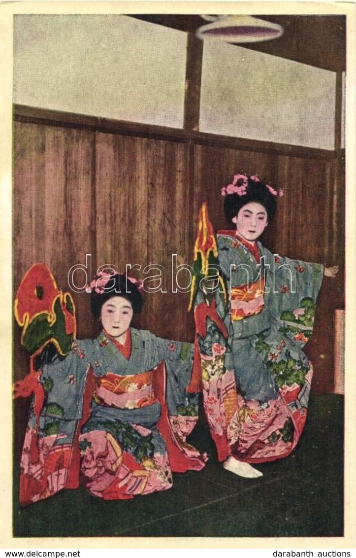 ** T2/T3 Japán Gésák / Geishas, Japanese Folklore (ragasztónyom / Gluemark) - Ohne Zuordnung