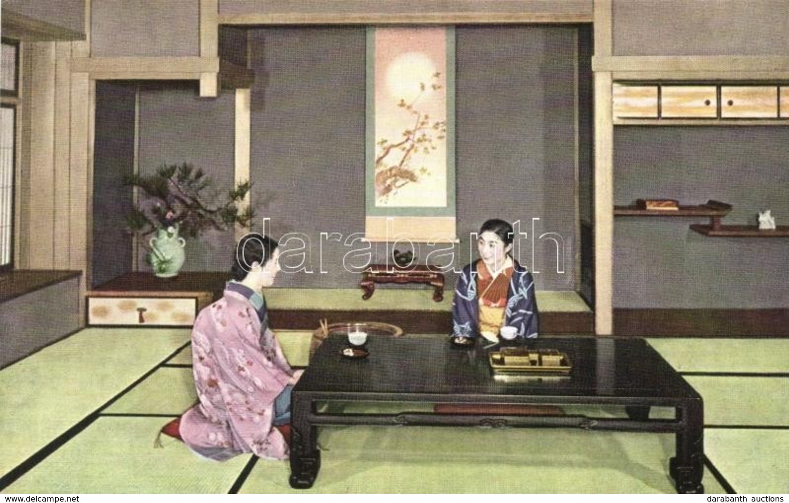 ** T1/T2 Japanenes House Interior, Main Room, Cordial Greetings, Folklore; Published By The Japanese Government Railways - Ohne Zuordnung