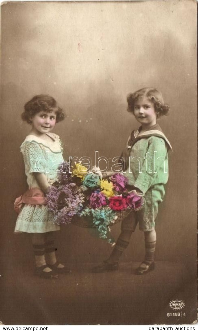 T3 Children Holding A Basket Of Flowers, Amag No. 61459-4 (EB) - Ohne Zuordnung