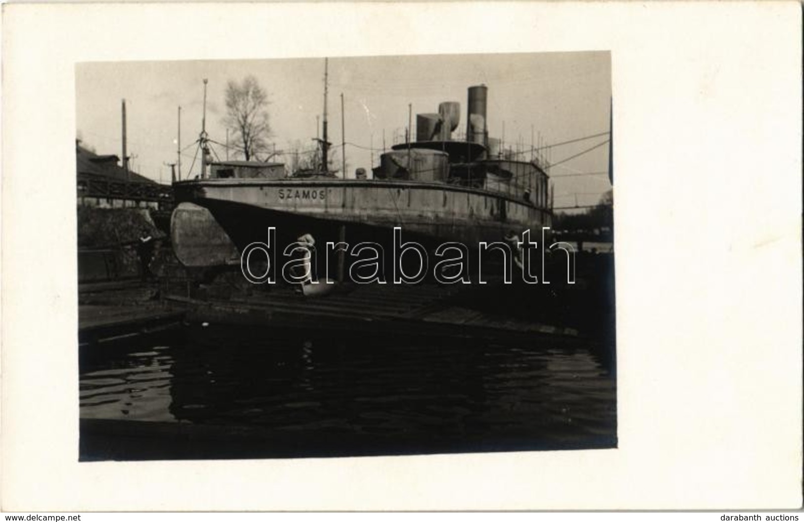 T2/T3 1910 Budapest, SMS Szamos Monitorhajó Szárazdokkban, Matrózok. Dunai Flottilla / Donau-Flottille / Hungarian Danub - Ohne Zuordnung