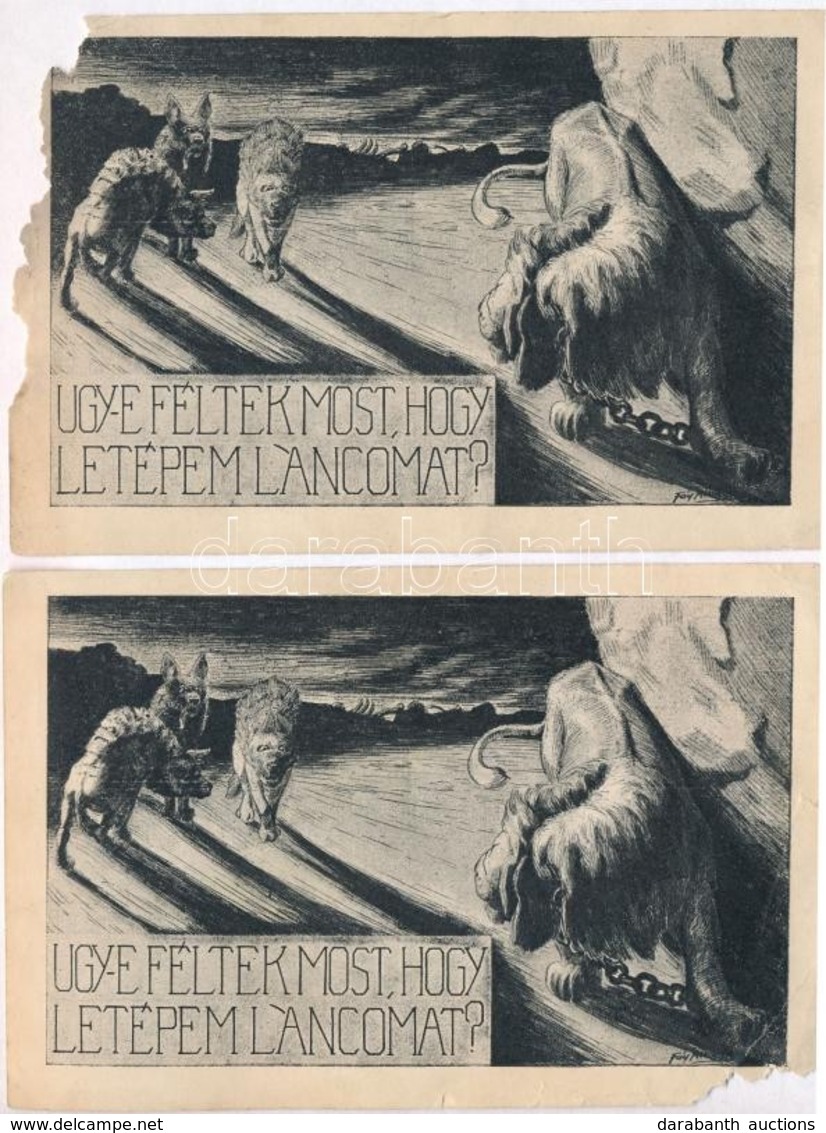 ** 2 Db RÉGI Sérült Irredenta Művészlap / 2 Pre-1945 Badly Damaged Hungarian Irredenta Art Postcards - Ohne Zuordnung