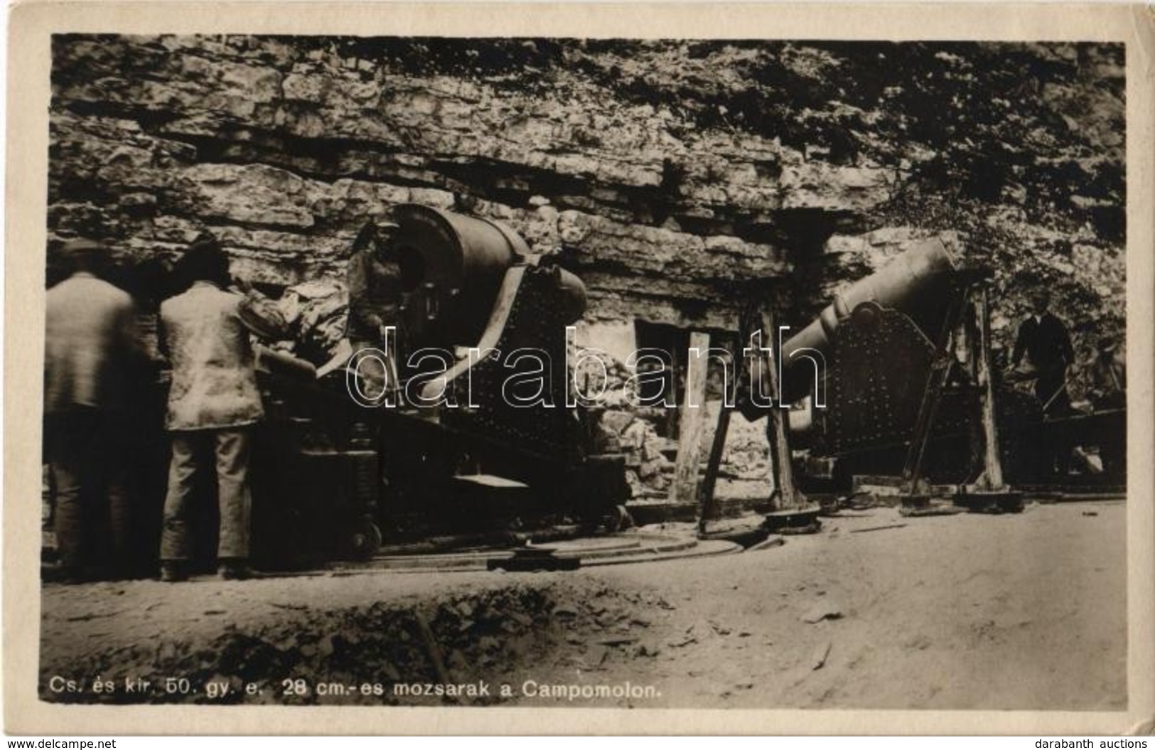 ** T2/T3 28 Cm-es Mozsarak A Campomolon. Cs. és Kir. 50. Gyalogezred. Hadifénykép Kiállítás / WWI Austro-Hungarian K.u.K - Ohne Zuordnung